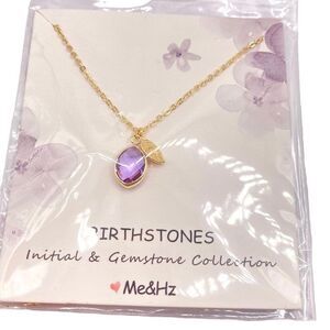 Dainty gold initial O June birthstone pendant necklace